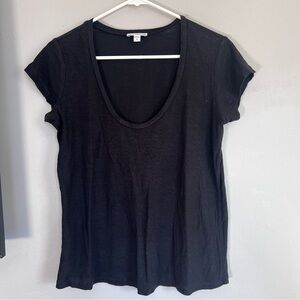 James Perse Scoop Neck Tshirt Black Size 2